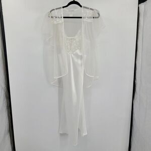 Vtg Val Mode Lingerie Peignoir Negligee Set Sheer Robe‎ Mermaid Gown White Sz S